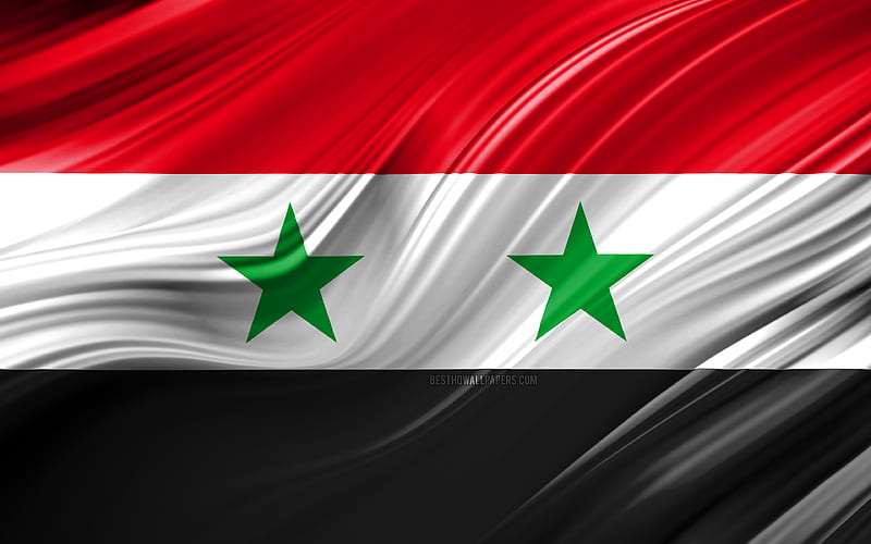 Syrian flag, Asian countries, 3D waves, Flag of Syria, national symbols, Syria 3D flag, art, Asia, Syria, HD wallpaper
