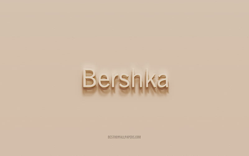 Bershka logo, brown plaster background, Bershka 3d logo, brands, Bershka emblem, 3d art, Bershka, HD wallpaper