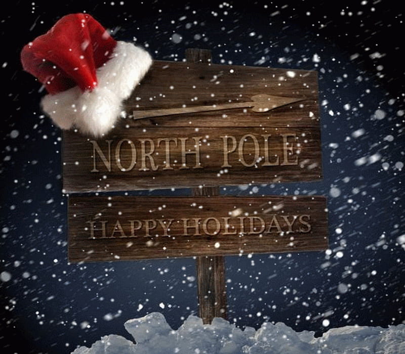 North Pole, Santa Hat, Snow, North, Pole, Brown, HD wallpaper