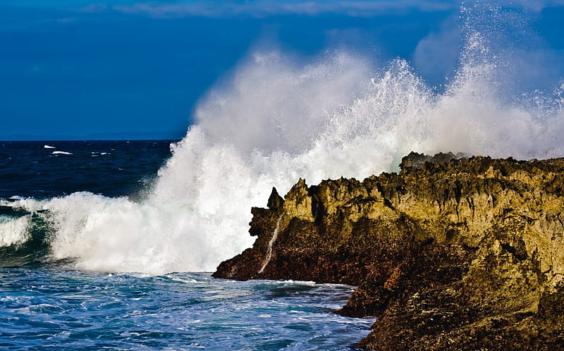 Natural Wave Break, break, wave, natural, ocean, HD wallpaper