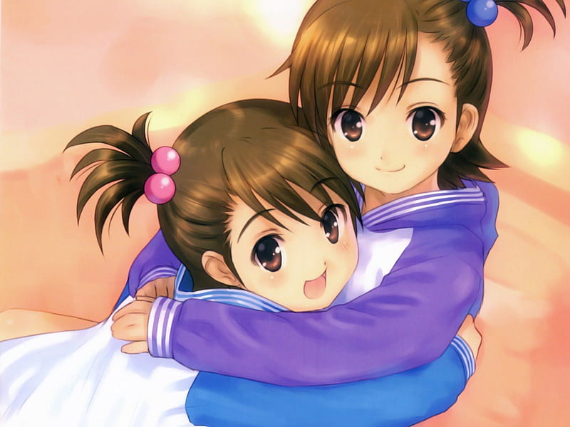 Sister, Sister!!, sisters, happy, Futami Ami, sweet, Futami Mami, cute, hug,  HD wallpaper | Peakpx
