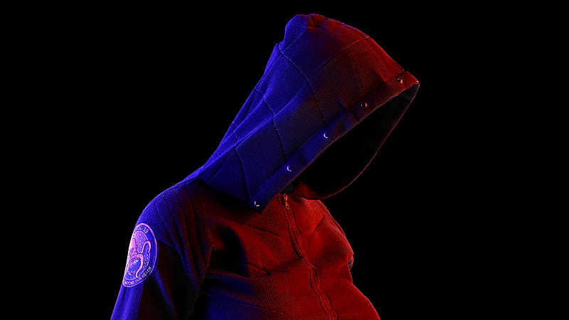 Neon Hoodie Guy, hoodie, neon, artist, artwork, digital-art, HD wallpaper