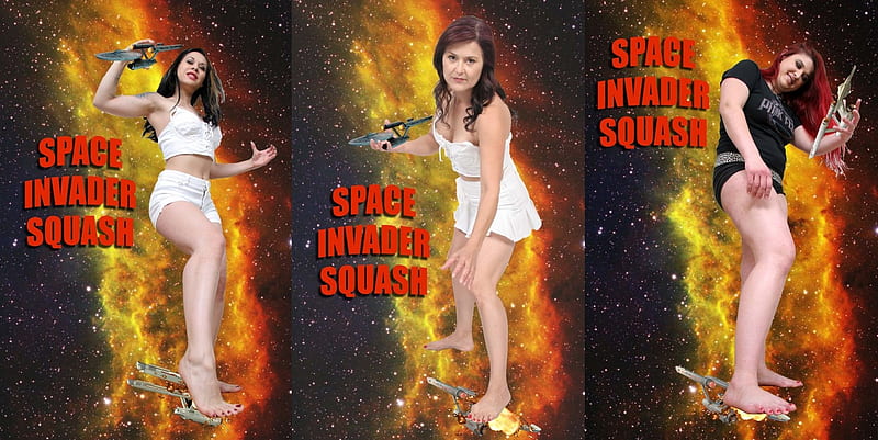 Space Invader Squash, Giantess, Snowflake, Diana, Karma, aliens, spaceships, HD wallpaper