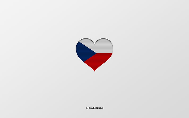 I Love Czech Republic, European countries, Czech Republic, gray background, Czech Republic flag heart, favorite country, Love Czech Republic, HD wallpaper