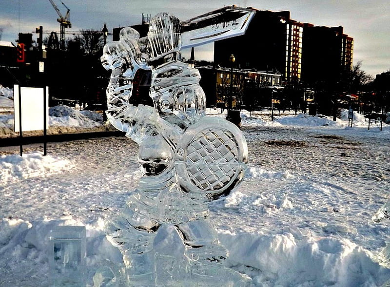 Ice sculpture, sculptures, ice, snow, winter, HD wallpaper