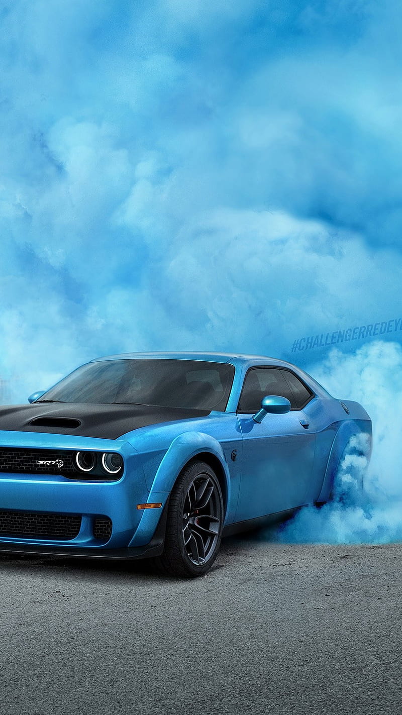 Dodge Challenger, blue, blue car, car, charger, sport, sport car, sports car, HD phone wallpaper