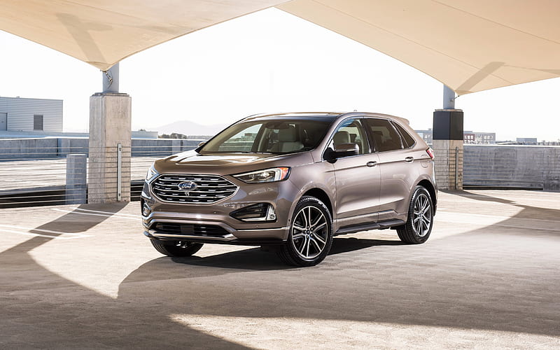 Ford Edge, 2019, Titanium, Elite Package, exterior, front view, crossover, new gray Edge, American cars, Ford, HD wallpaper