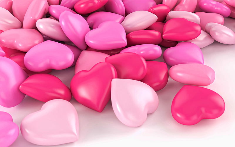Pink 3d hearts, creative hearts background, pink hearts, background with 3d  hearts, HD wallpaper | Peakpx