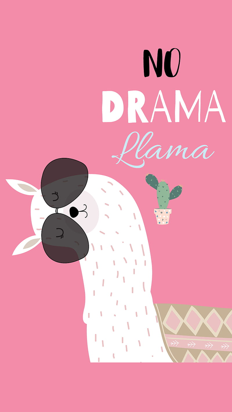 No Drama Llama, Kiss, cactus, dark, green, pink, sunglasses, HD phone wallpaper