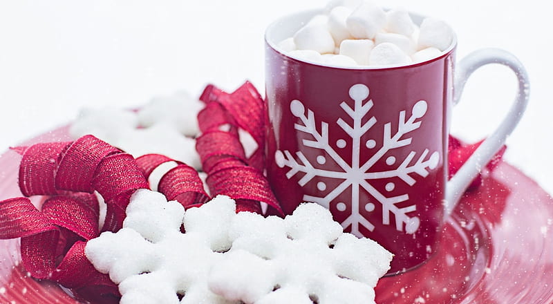 Christmas hot chocolate, drink, mug, Xmas, abstract, hot chocolate, Christmas, softness, still life, snowflake, graphy, HD wallpaper
