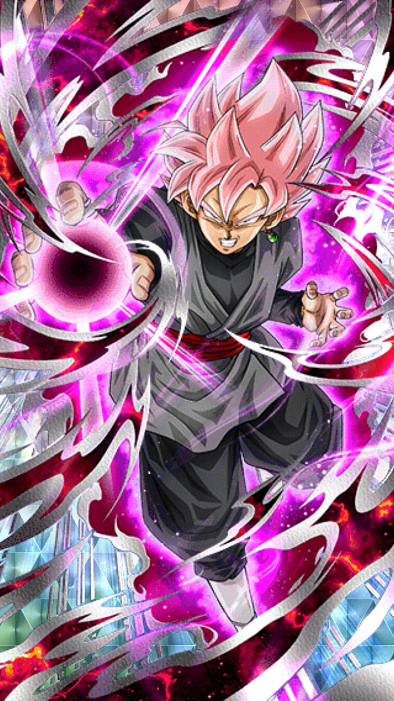 Download Black Goku With Bright Pink Hair Wallpaper | Wallpapers.com