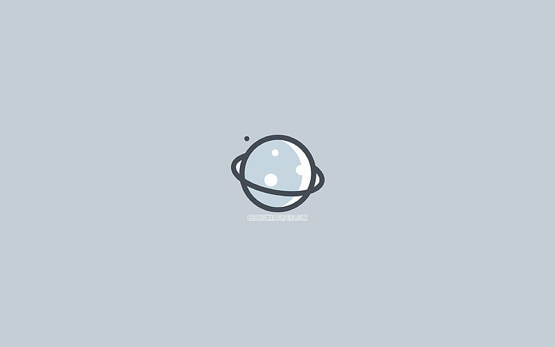 gray planet space, minimal, gray background, planet with circle, creative, HD wallpaper
