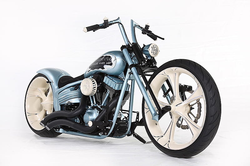 Harley-Davidson Jagged Rocker, Bike, Blue, Custom, HD wallpaper