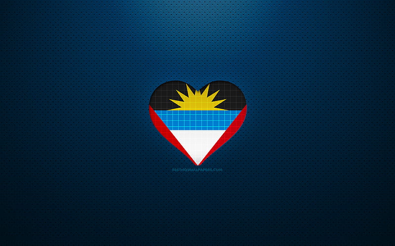 I Love Antigua and Barbuda North American countries, blue dotted background, Antigua and Barbuda, favorite countries, Love Antigua and Barbuda, Antigua and Barbuda flag, HD wallpaper