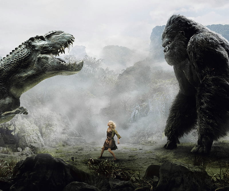 T-rex Vs King Kong, film, king kong, movie, HD wallpaper