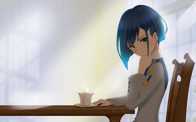 Ichigo, blue hair, anime characters, manga, DARLING in the FRANXX, HD wallpaper
