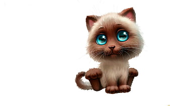 3D cat minimal, white backgrounds, cute animals, 3D animals, cats ...