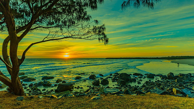 4K Desktop Wallpaper - stunning beach sunset scene