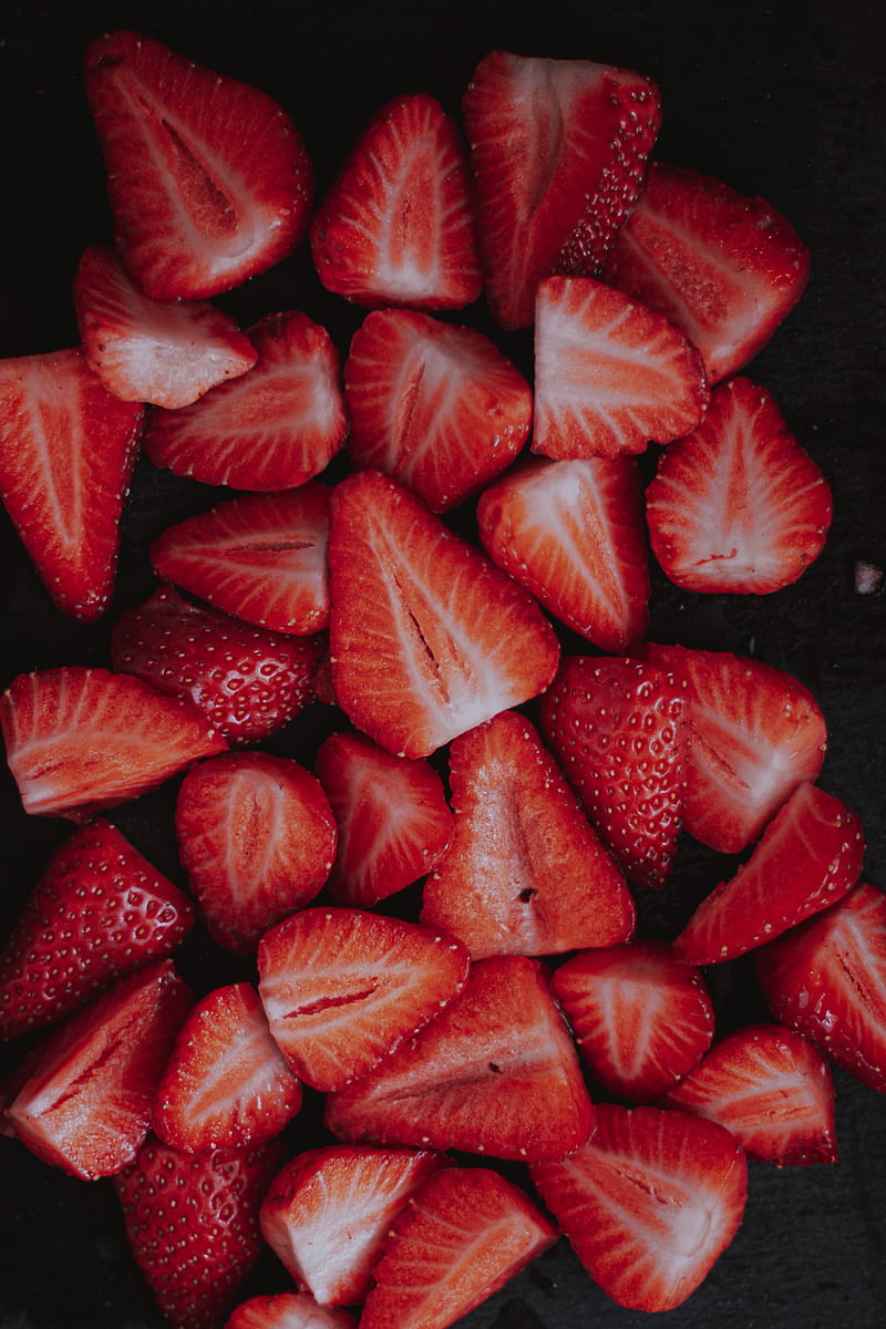 strawberries, berries, slices, ripe, red, HD phone wallpaper