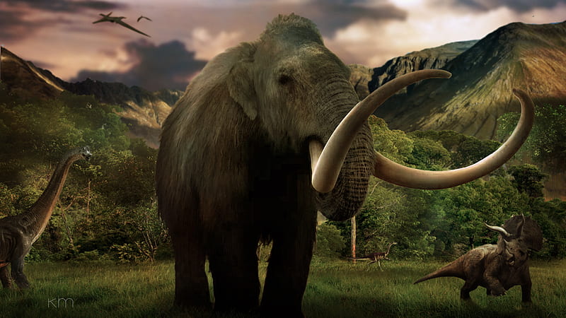 Fantasy Animals, Animal, Dinosaur, Mammoth, HD wallpaper