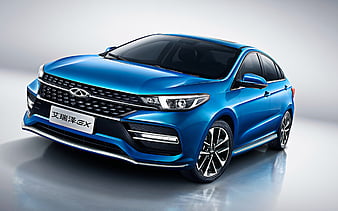 Chery Arrizo GX, 2019 exterior, front view, blue sedan, new blue Arrizo GX, chinese cars, Chery, HD wallpaper