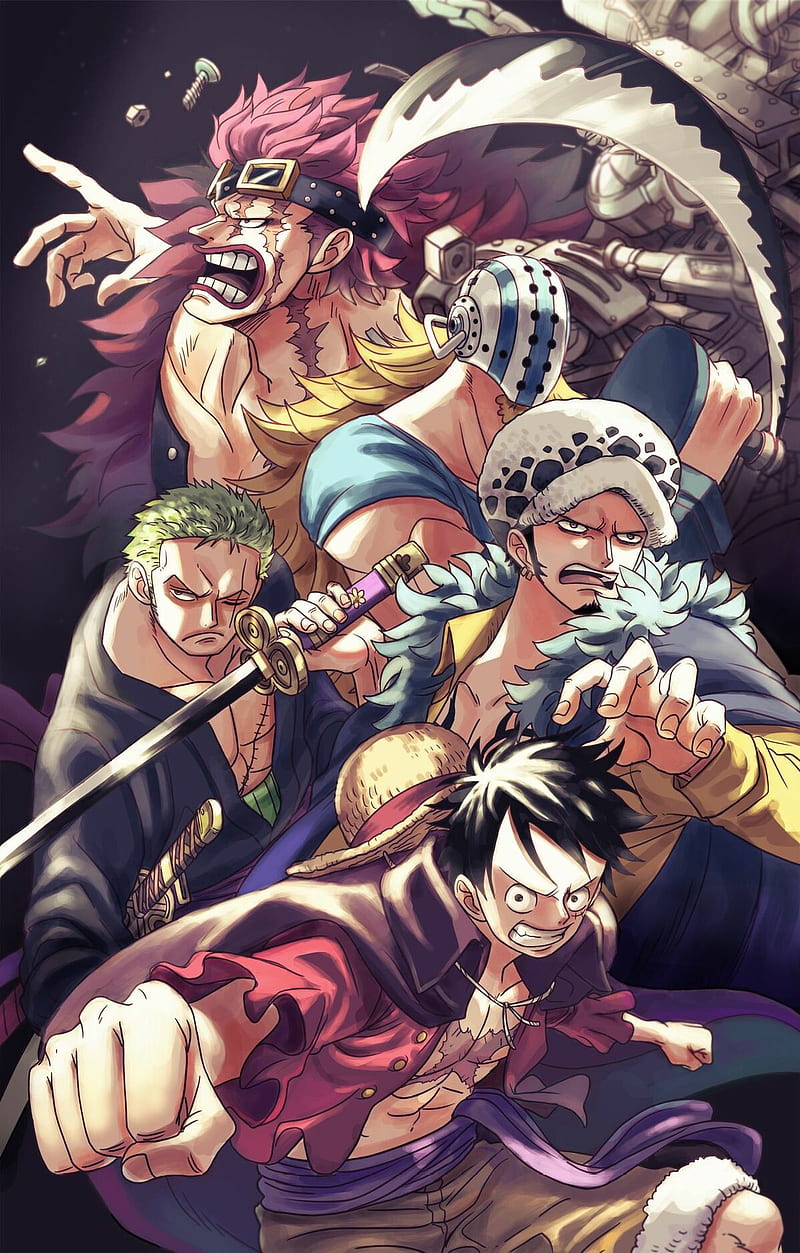 One Piece super, eustass kid, kid, killer, law, luffy, monkey d luffy, one piece, roronoa zoro, trafalgar d law, zoro, HD phone wallpaper