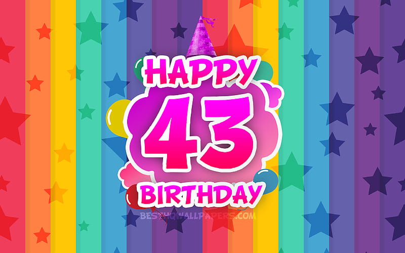 Happy 43rd birtay, colorful clouds Birtay concept, rainbow background, Happy 43 Years Birtay, creative 3D letters, 43rd Birtay, Birtay Party, 43rd Birtay Party, HD wallpaper