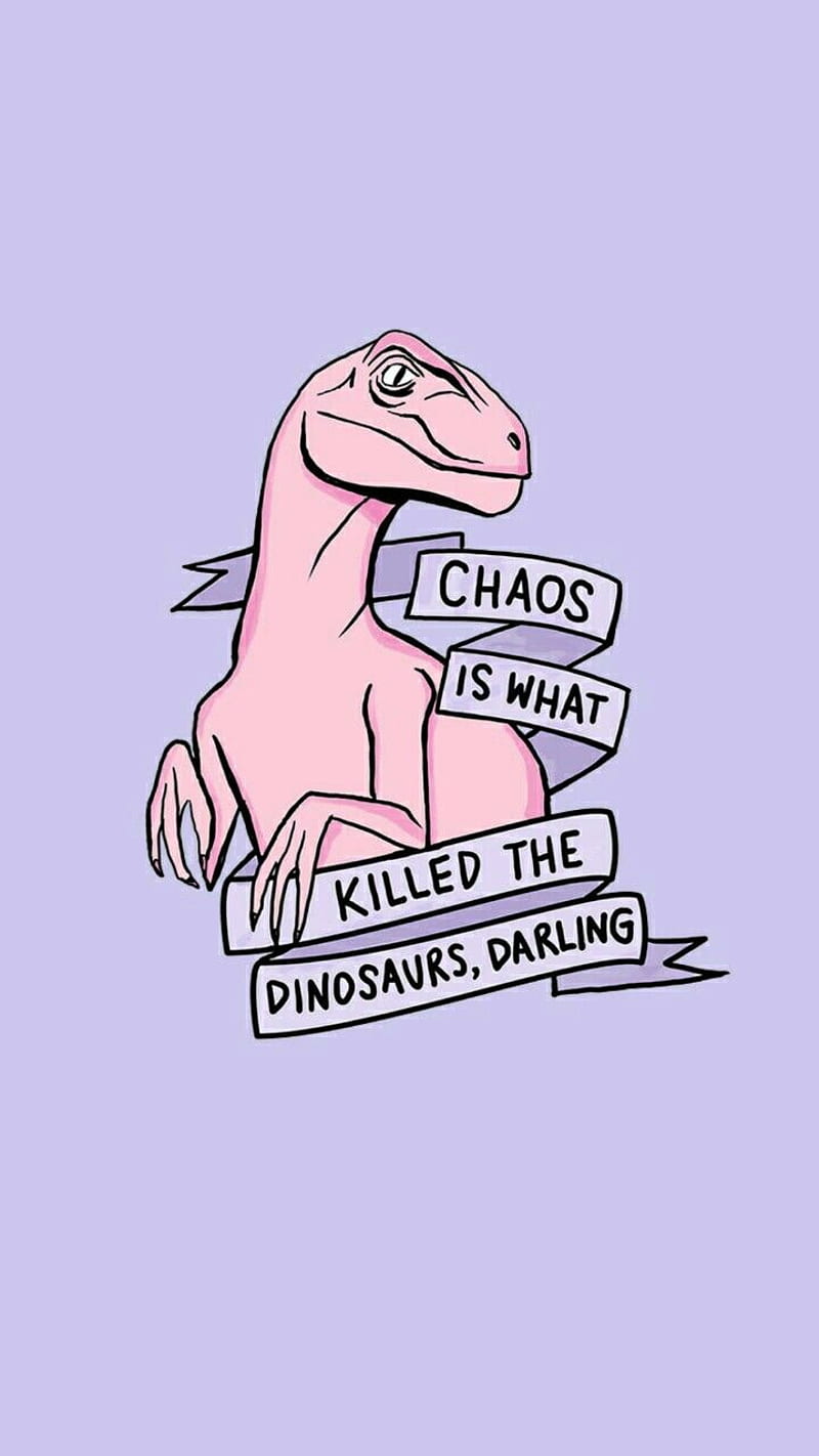 DINOCHAOS aesthetic comic dinosaur fun pink purple quote sayings  tumblr HD phone wallpaper  Peakpx