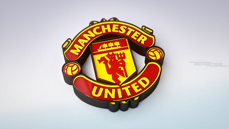 Manchester United 3D Logo, manchester-united, mc, football, soccer, esports, HD wallpaper