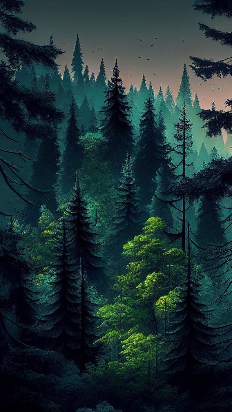 Green Forest, vector, green, HD phone wallpaper