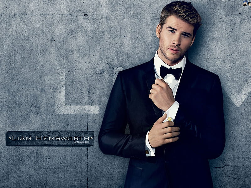 Liam Hemsworth, costume, man, bow, actor, blue, HD wallpaper