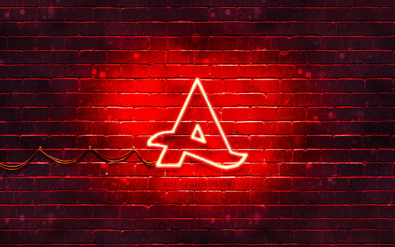 Afrojack red logo superstars, dutch DJs, red brickwall, Afrojack logo, Nick van de Wall, Afrojack, music stars, Afrojack neon logo, HD wallpaper