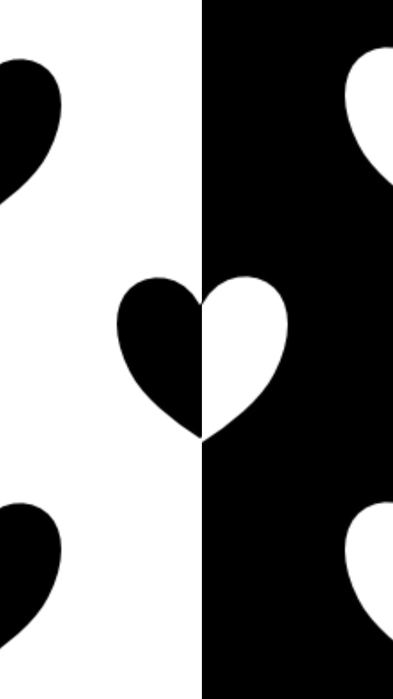 Yin yag, black, heart, love, white, yang, yigyang, yin, HD phone wallpaper