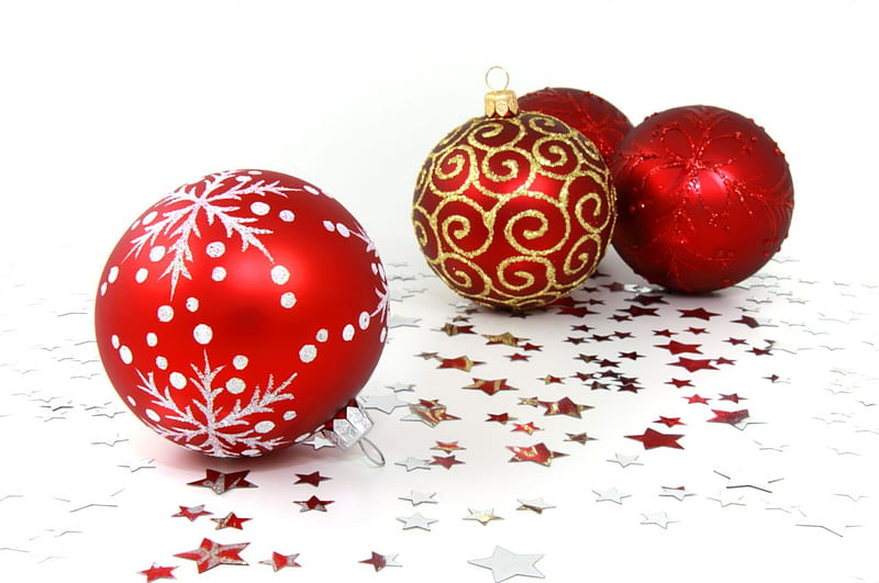 Christmas Balls, red, pretty, holidays, bonito, magic, bow, red ball