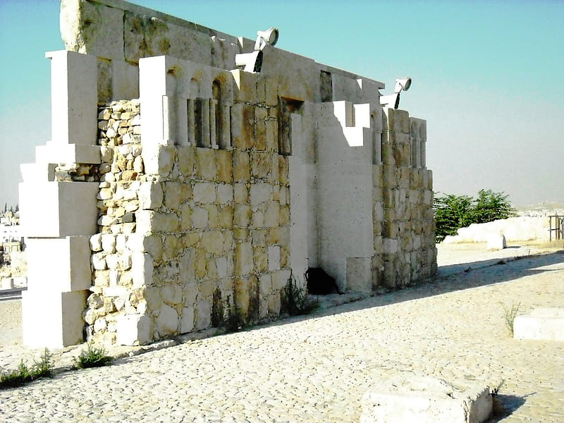 lonely wall, roman, jordan, ruins, islamic, history, HD wallpaper