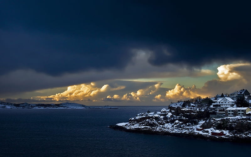 Norwegian Coast, coast line, winter coast, bergen, norwegian, coast, HD wallpaper