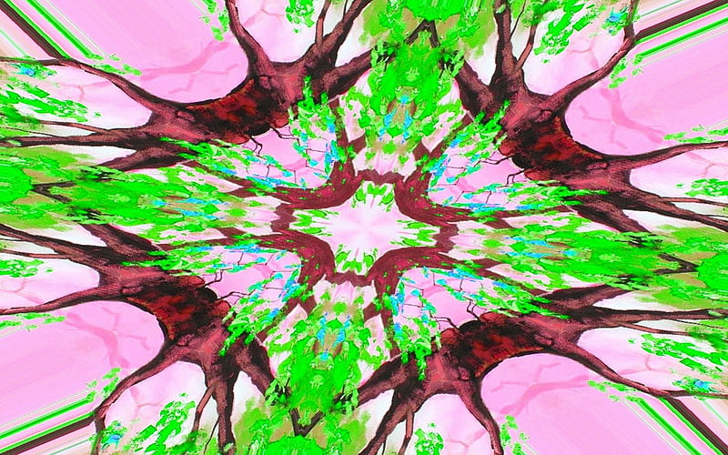 Delicate Structures, 3D and CG, green, fractal abstract, pink, pink-green, HD wallpaper
