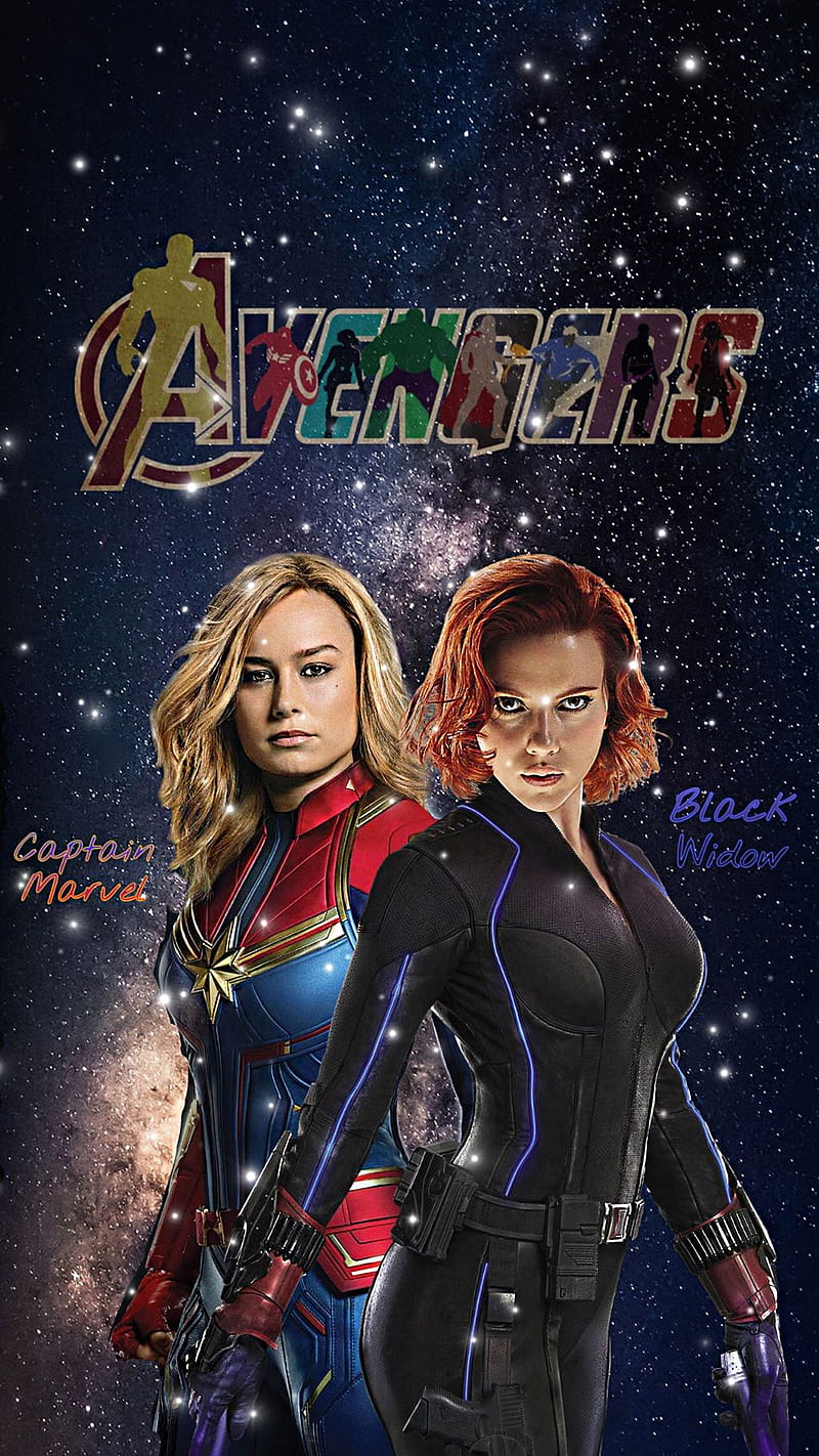 Avengers, black widow, captain marvel, heroes, marvel, movie, super heroes, women, HD phone wallpaper