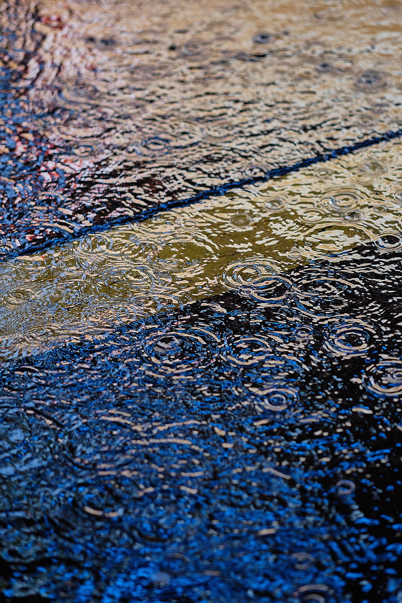 puddle, raindrops, ripples, waves, water, surface, HD phone wallpaper
