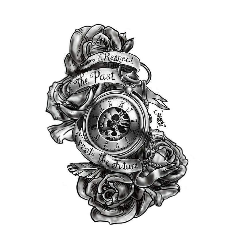 Respecto the time, black, clock, emblems, gym, ink, new, rock, roses, tattoo,  HD phone wallpaper | Peakpx