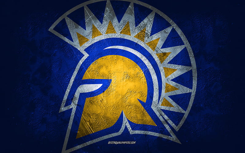 San Jose State Spartans, American football team, blue background, San Jose State Spartans logo, grunge art, NCAA, American football, USA, San Jose State Spartans emblem, HD wallpaper