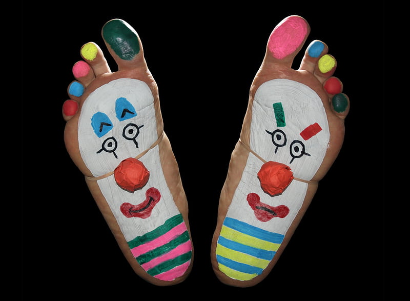 Clown 2, clown, feet, foot, fun, funny, soles painted, toes, HD wallpaper