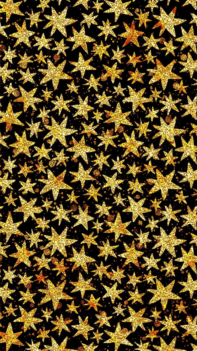 Shiny Glitter Stars, Pravokrug, abstract, artistic, background, black, celestial, chaotica, color, creative, dark, doodle, drawing, drawn, geometric, gold, golden, hand, illustration, loose, modern, night, pattern, scribble, simple, sketch, sky, small, space, star, summer, texture, trendy, yellow, HD phone wallpaper