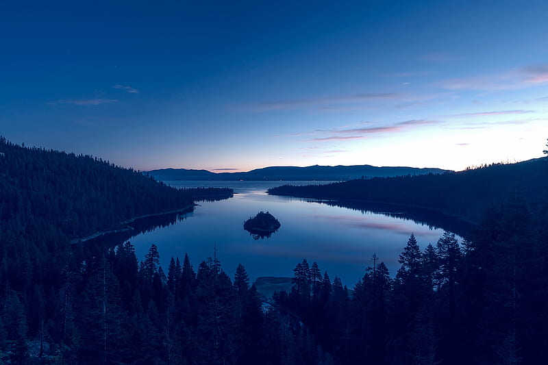 Lake Tahoe, lake, nature, sky, mountains, trees, HD wallpaper