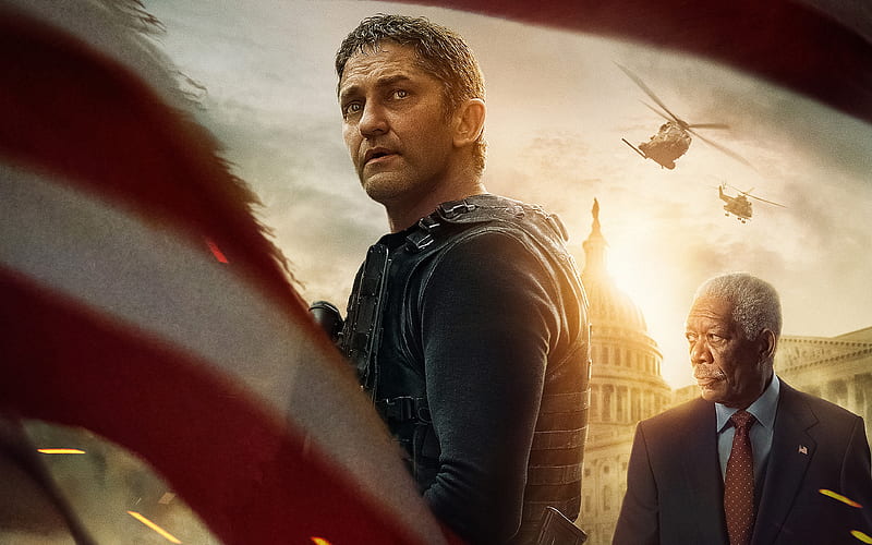 Angel Has Fallen, 2019 poster, promotional materials, main characters, Gerard Butler, Morgan man, HD wallpaper