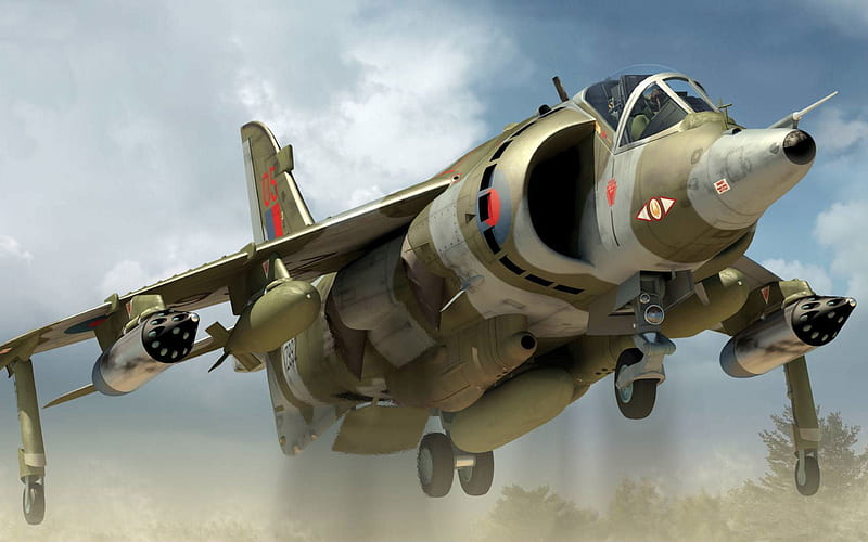 British Aerospace Harrier II, artwork, combat aircraft, McDonnell Douglas AV-8B Harrier II, BAE Harrier II, Royal Navy, Royal Air Force, RAF, HD wallpaper
