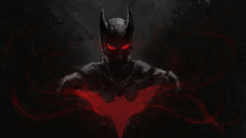 batman, dc universe, artwork, red eyes, costume, Movies, HD wallpaper