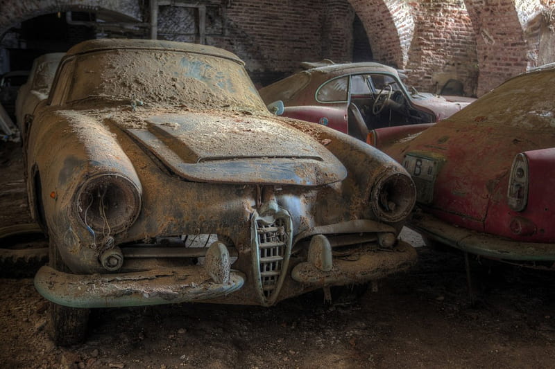 Old dusty car, dusty, old, car, barn, HD wallpaper