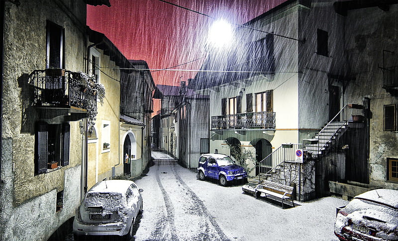 Winter in Piemonte - Italy, Village, snow, Italy, winter, cool, HD wallpaper