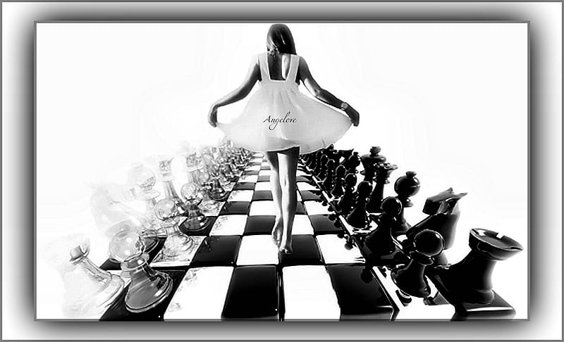 ღChess beautyღ, amazing, different, black and white, pure, bonito, unique, one of a kind, creative, abstract, woman, classy, alluring, beauty, ordinary, lady, chess, HD wallpaper